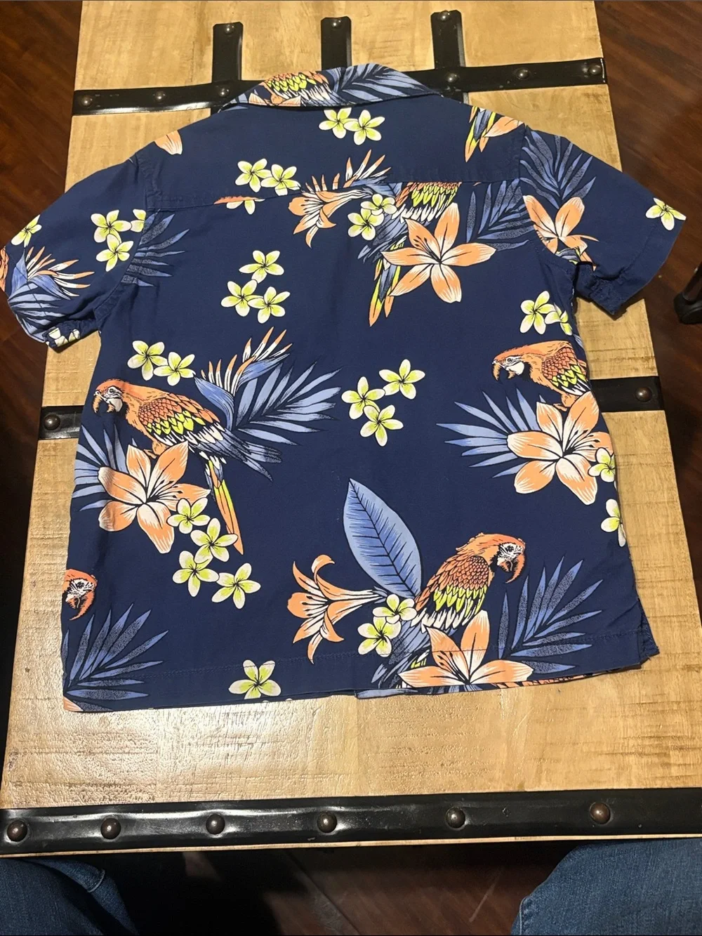 The Children's Place Navy Hawaiian Parrot Print Camp Shirt